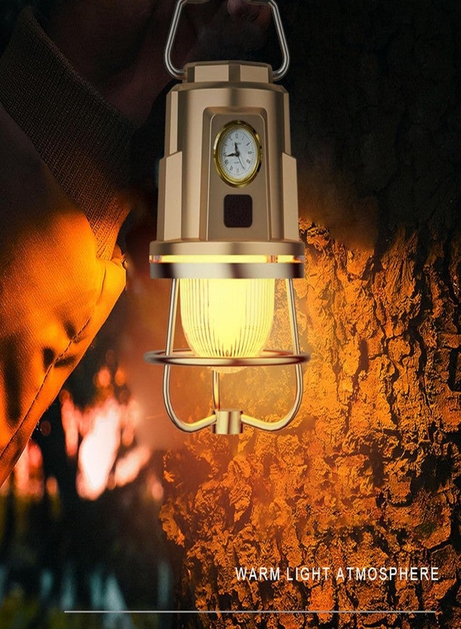 NYTRYD Vintage Camping Lantern Watch Type, Outdoor Camp Lamp, Rechargeable Lanterns for Camping, Waterproof Camping Lantern, Outdoor Tent Light, 1200mAh for Home, Garden (NY-04) - Image 5